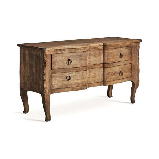 Mango wood and iron chest of drawers in natural, 155 x 56 x 84 cm | Munguia