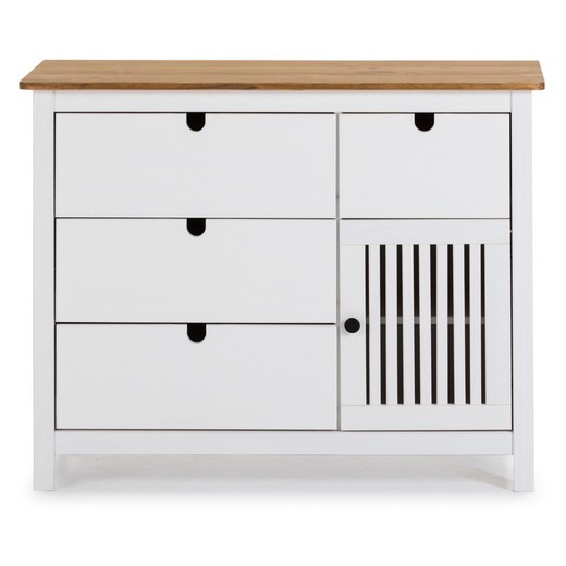 White pinewood chest of drawers, 100 x 40 x 80 cm
