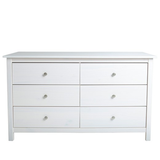 White pine wood chest of drawers, 130 x 45 x 80 cm