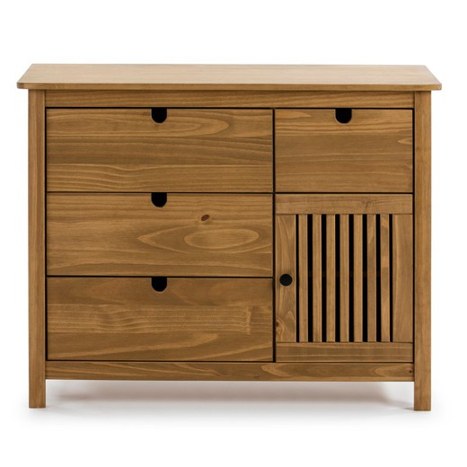 Natural pine wood chest of drawers, 100 x 40 x 80 cm | Bruna