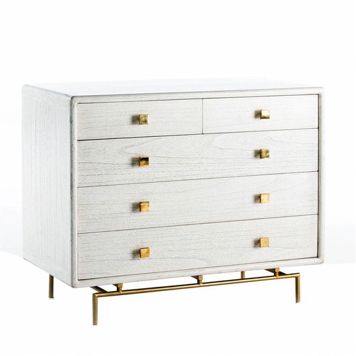Wooden chest of drawers in white, 110x55x95 cm