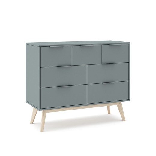 Wooden chest of drawers in green, 120 x 40 x 83 cm | Pisco