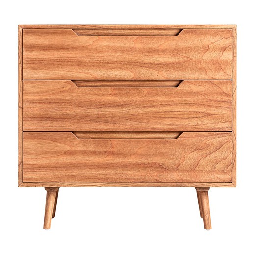 Natural mindi wood chest of drawers, 90 x 43 x 86 cm | moss