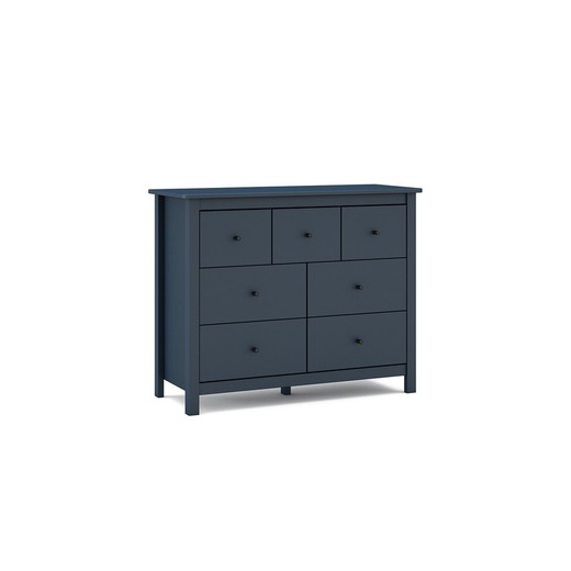 Pine chest of drawers in blue, 110 x 40 x 80 cm | misty