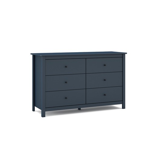 Pine chest of drawers in blue, 130 x 45 x 80 cm | misty