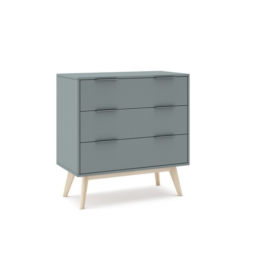 Pine chest of drawers in green and natural, 80 x 40 x 83 cm | pisco