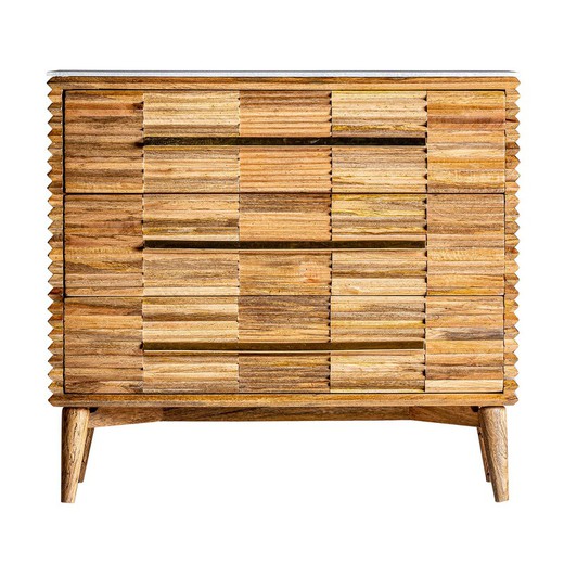 Συρταριέρα Plissé Wood από φυσικό ξύλο μάνγκο, 100 x 40 x 90 cm