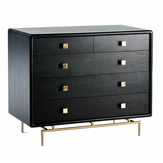Wooden chest of drawers in black, 110x55x95 cm