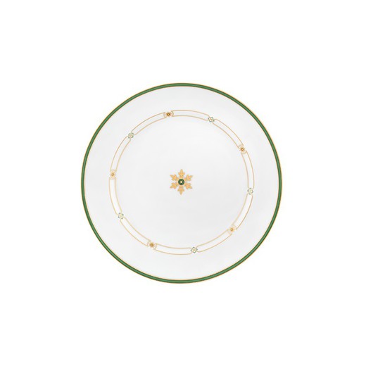 Plato de postre de porcelana en blanco y verde, 21,6 x 21,6 x 2,6 cm | La Stella