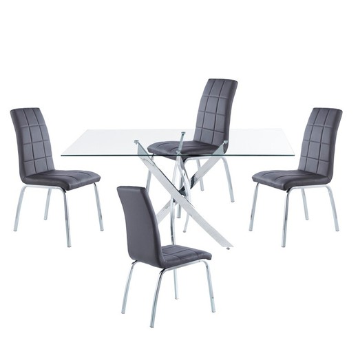 Dining set, 1 rectangular dining table and 4 chairs | Thunder-Betty