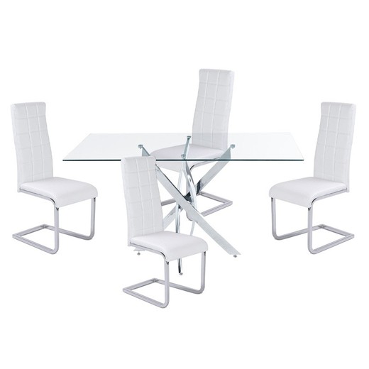 Ensemble à manger, 1 table à manger rectangulaire et 4 chaises | Thunder-Comète