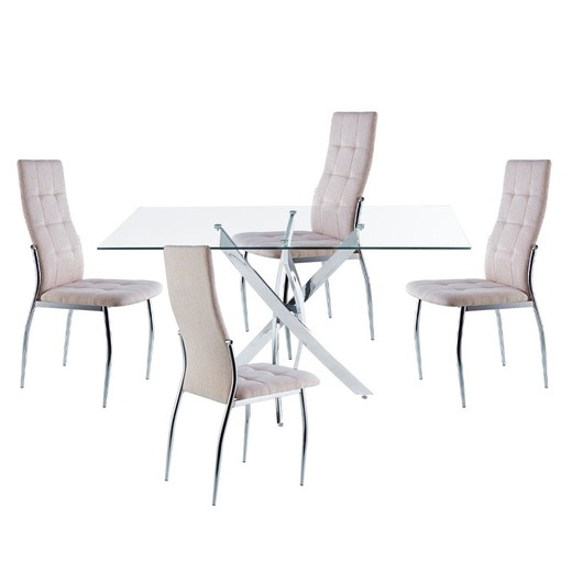 Spisestuesæt, 1 rektangulært spisebord og 4 stole | Torden - Diana