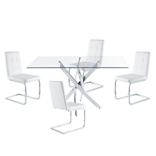 Dining set, 1 rectangular dining table and 4 chairs | Thunder-Vanity