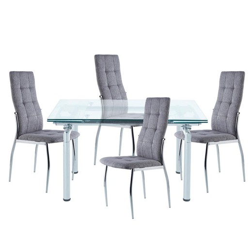 Conjunto de jantar, 1 mesa extensível e 4 cadeiras | Manhattan-Diana