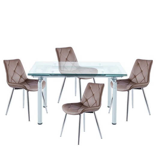 Zestaw do jadalni, 1 rozkładany stół i 4 krzesła | Manhattan-Marlene