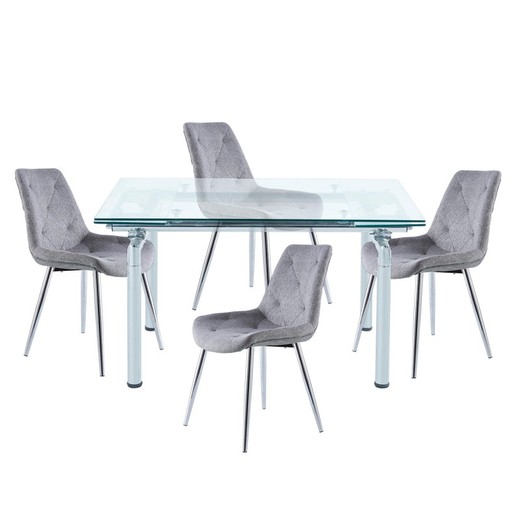 Σετ τραπεζαρίας, 1 επεκτεινόμενο τραπέζι και 4 καρέκλες | Μανχάταν-Μαρλέν