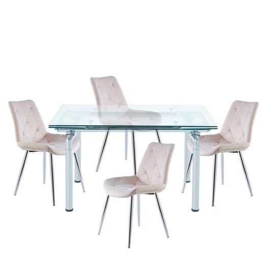 Σετ τραπεζαρίας, 1 επεκτεινόμενο τραπέζι και 4 καρέκλες | Μανχάταν-Μαρλέν