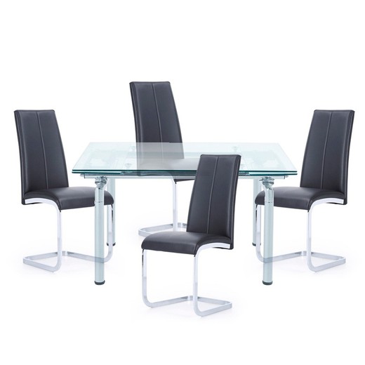 Dining set, 1 extendable table and 4 chairs | Manhattan-Smile