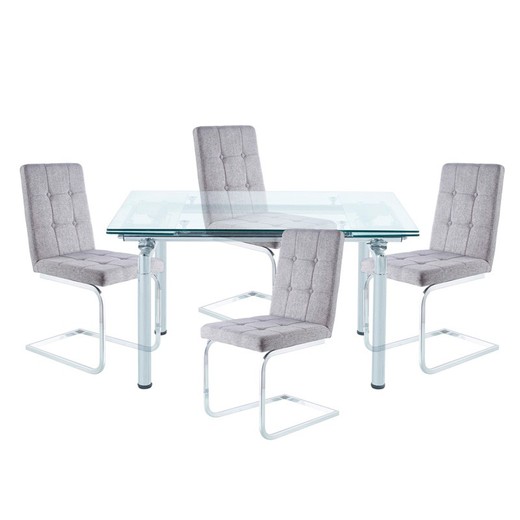 Spisestuesæt, 1 udtrækbart bord og 4 stole | Manhattan-Vanity