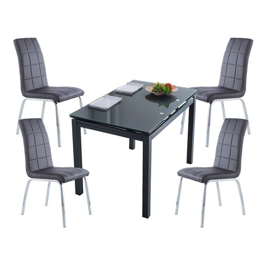 Σετ τραπεζαρίας, 1 επεκτεινόμενο τραπέζι και 4 καρέκλες | Μιλάνο - Μπέτυ
