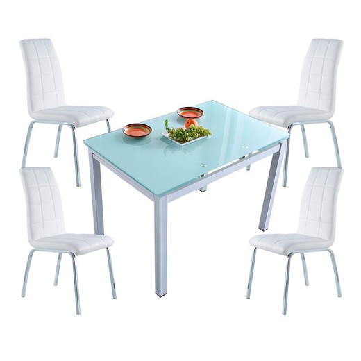 Zestaw do jadalni, 1 rozkładany stół i 4 krzesła | Mediolan - Betty
