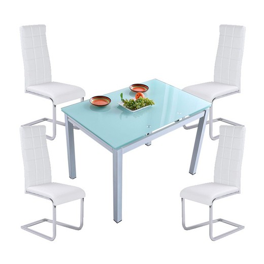 Eetset, 1 uitschuifbare tafel en 4 stoelen | Milaan - Komeet