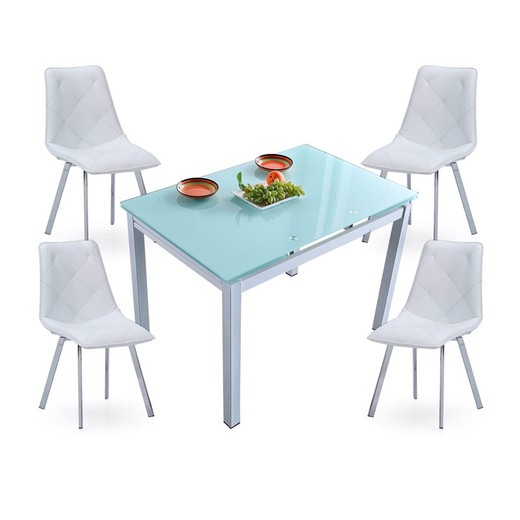 Essgruppe, 1 ausziehbarer Tisch und 4 Stühle | Mailand - Diamant