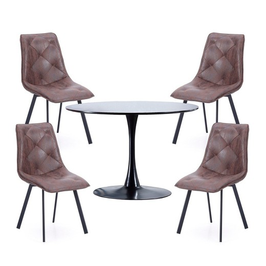 Zestaw do jadalni, 1 okrągły stół i 4 krzesła | Gina-Diament