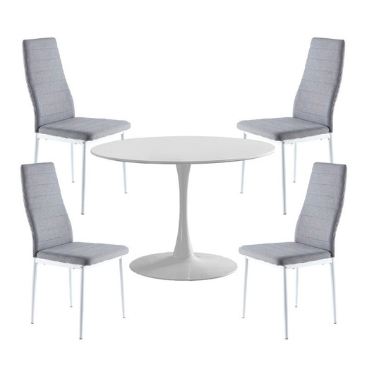 Eetset, 1 ronde tafel en 4 stoelen | Gina - Leuk