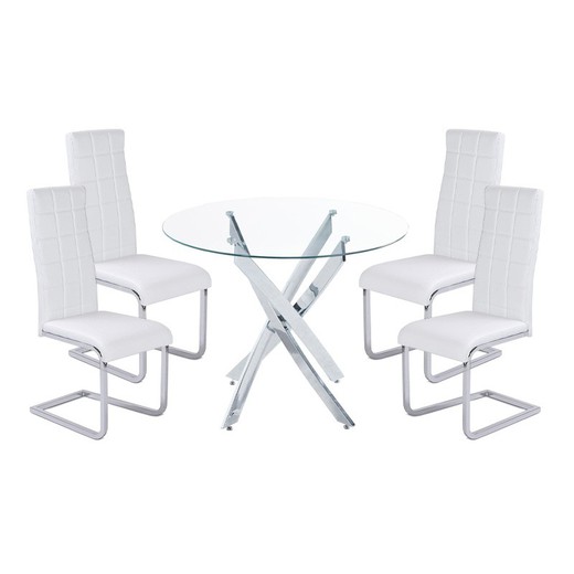 Σετ τραπεζαρίας, 1 στρογγυλό τραπέζι και 4 καρέκλες | Thunder-Comet