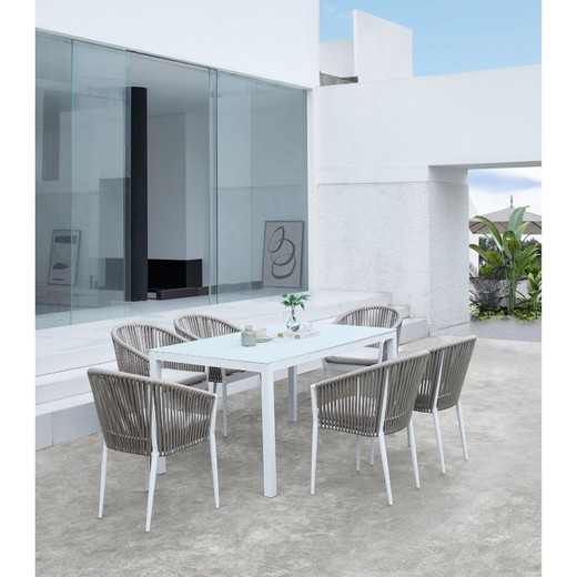 Set da pranzo da giardino in alluminio bianco | Adin+Ukiak