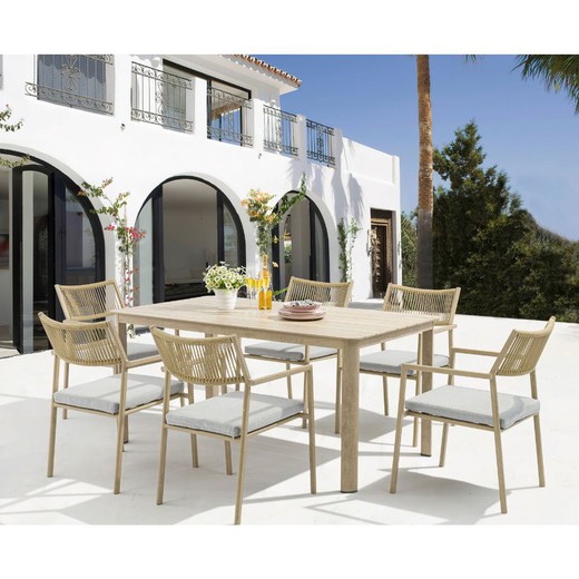 Garden dining set in natural color aluminum | harmony