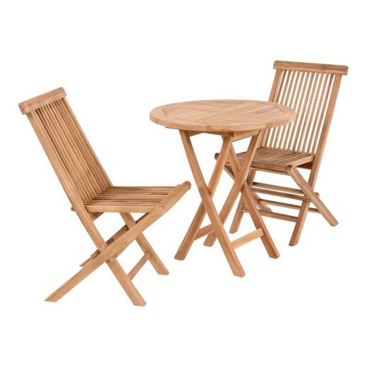 Teak wood garden dining set in natural, 70 x 70 x 89 cm | Oviedo and Toledo