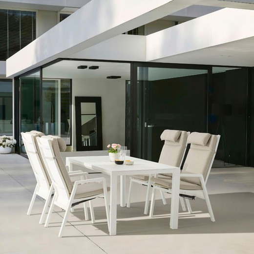 Garden dining set in white aluminum | Byron + Albury