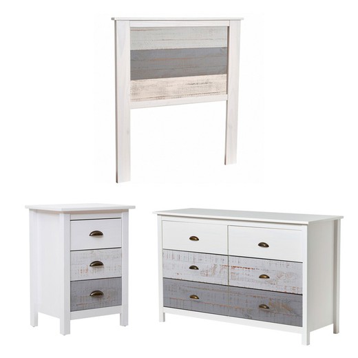 Bedroom set, headboard, 3-drawer table and chest of drawers | romantic