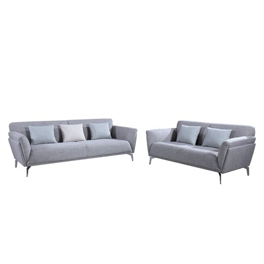 Conjunto de dois sofás de 2 e 3 lugares Pärumm Calabria cinza pedra, 185 x 90 x 80 cm / 230 x 90 x 80 cm