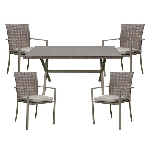 Set da giardino 1 tavolo e 4 sedie Grey di Chillvert