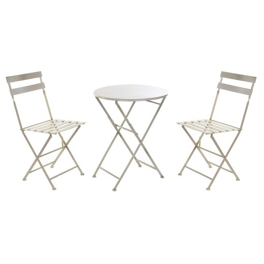 Gray Metal Garden Table and 2 Chairs Set