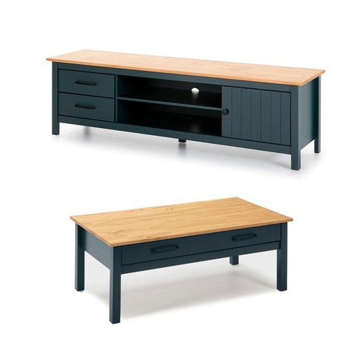 Set of TV cabinet and coffee table | MIRANDA Blue