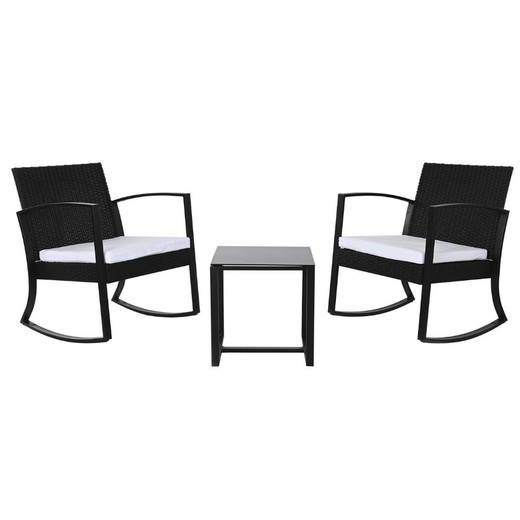 Zestaw foteli ogrodowych ze stali i tkaniny w kolorze czarno-białym, 59 x 61,5 x 74 cm | Strona morska