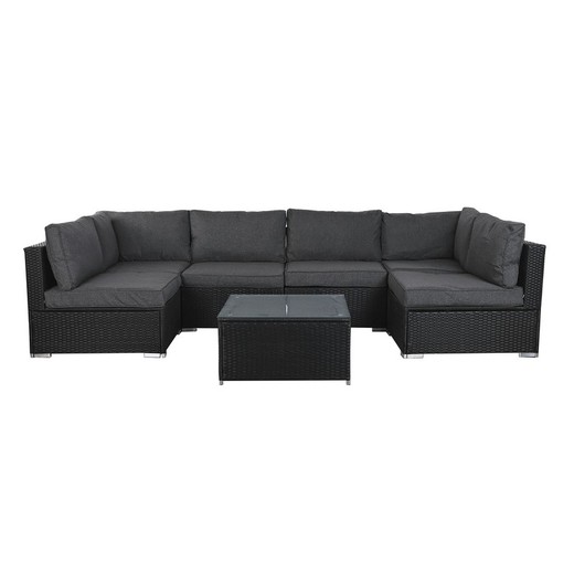 Steel and polyester garden sofa set in anthracite, 300 x 150 x 67 cm | Sea Side