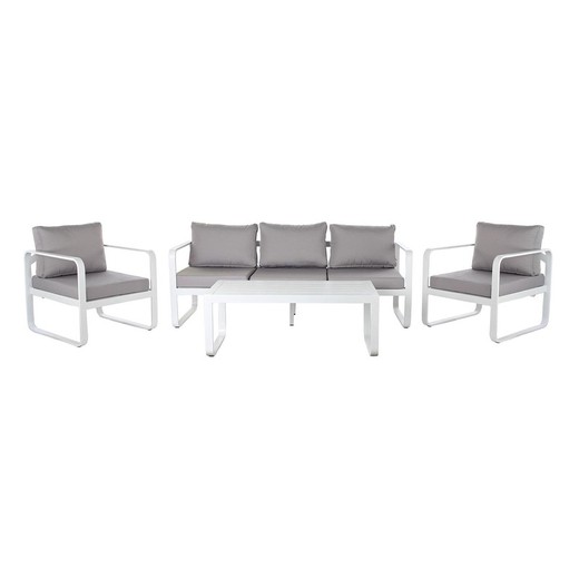 Gartensofa-Set aus Aluminium und Stoff in Weiß und Grau, 184 x 72 x 78 cm | Strand