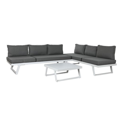 Set di divani da giardino in metallo e poliestere, bianco e grigio, 130 x 68 x 65 cm | Mare