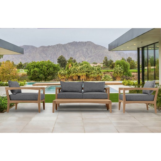 Garden sofa set in honey-colored teak | Roxas
