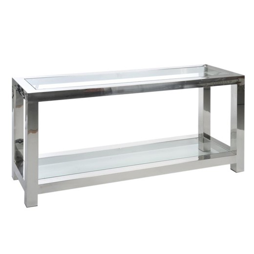 Console roestvrij staal / zilver glas 140x40x70cm