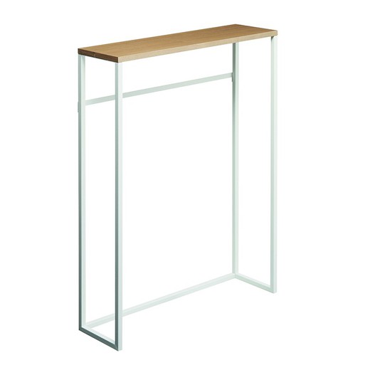 Steel and wood console in white and natural, 60 x 18.5 x 80.5 cm | Tower