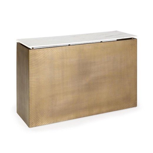 Guld/hvid marmor og jern konsolbord, 122 x 40 x 85 cm