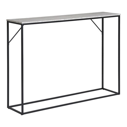 Houten console met travertin-marmereffect in grijs, 110 x 26 x 80 cm | Leven