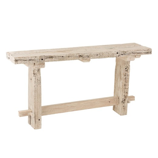 Aged White Recycled Wood Console, 150x37x77 cm