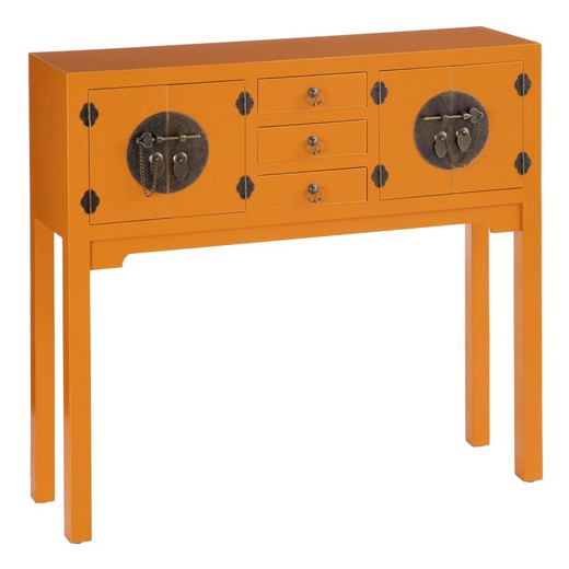 Pumpkin wood and metal console, 95 x 26 x 90 cm | new oriental